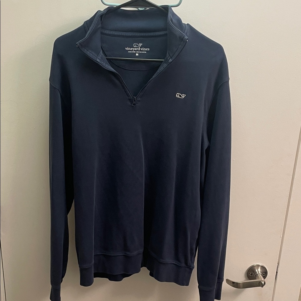 Vineyard Vines Navy Cotton Quarter-Zip Pullover